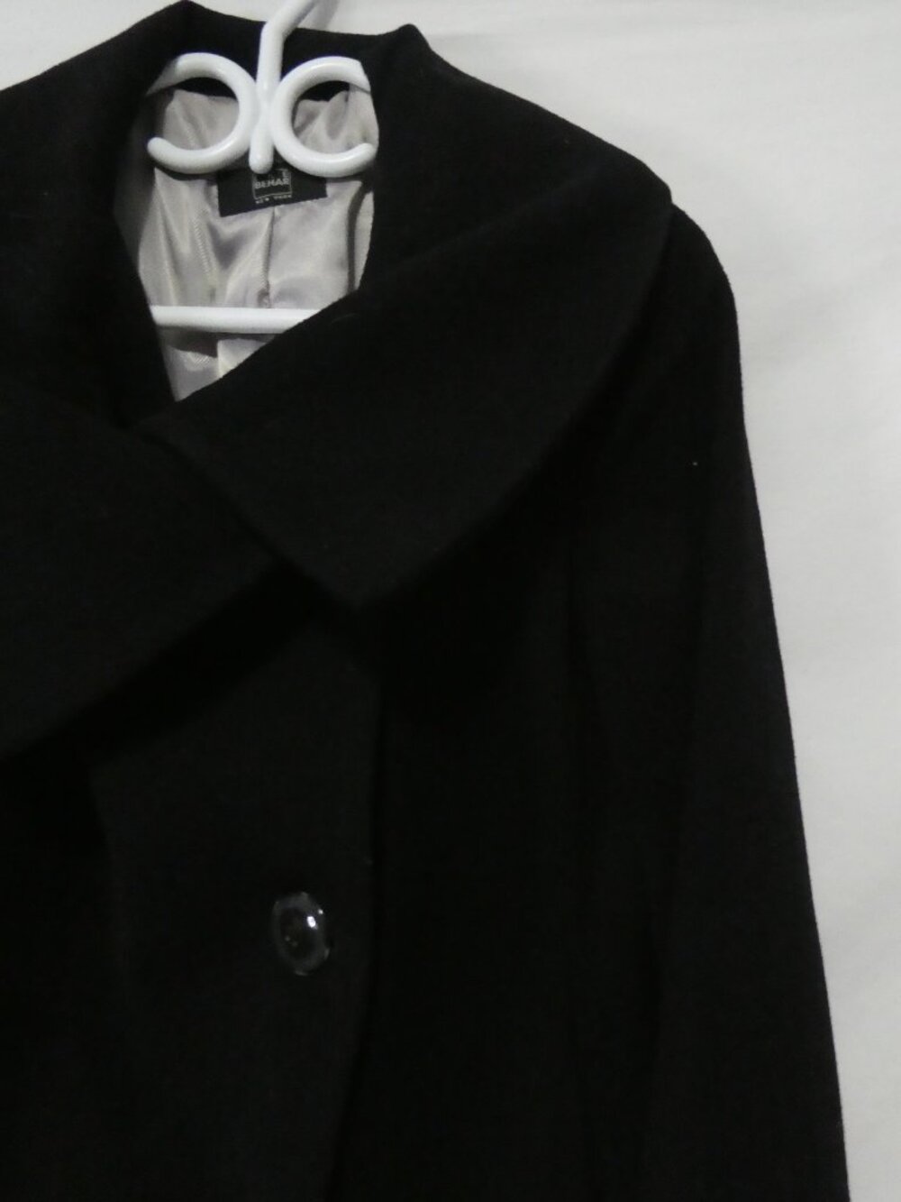 IKE BEHAR Black Wool Blend Shawl Portrait Collar Winter Overcoat Size 6 - Picture 6 of 16